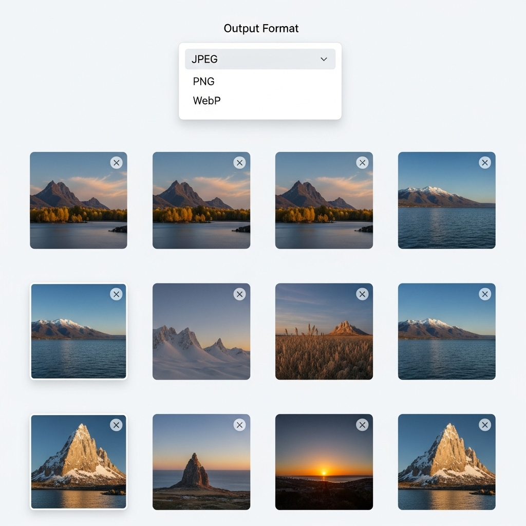 Screenshot of online batch image converter interface