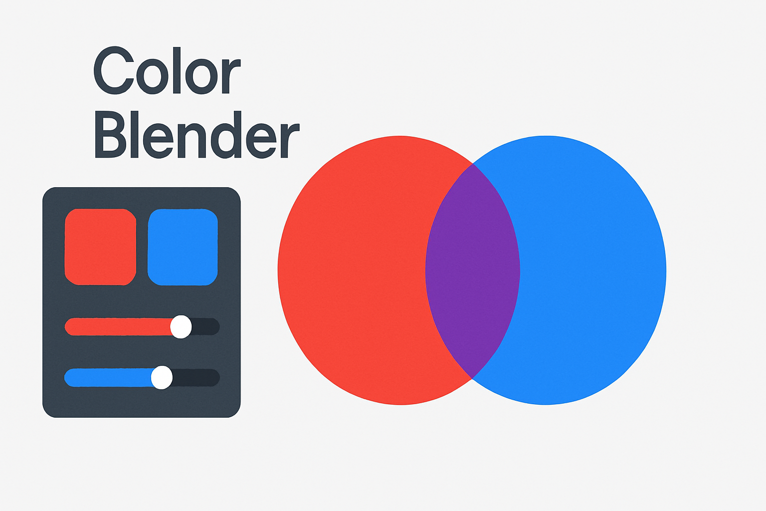 An illustration of two colors mixing to create a new one, representing the online color blender.