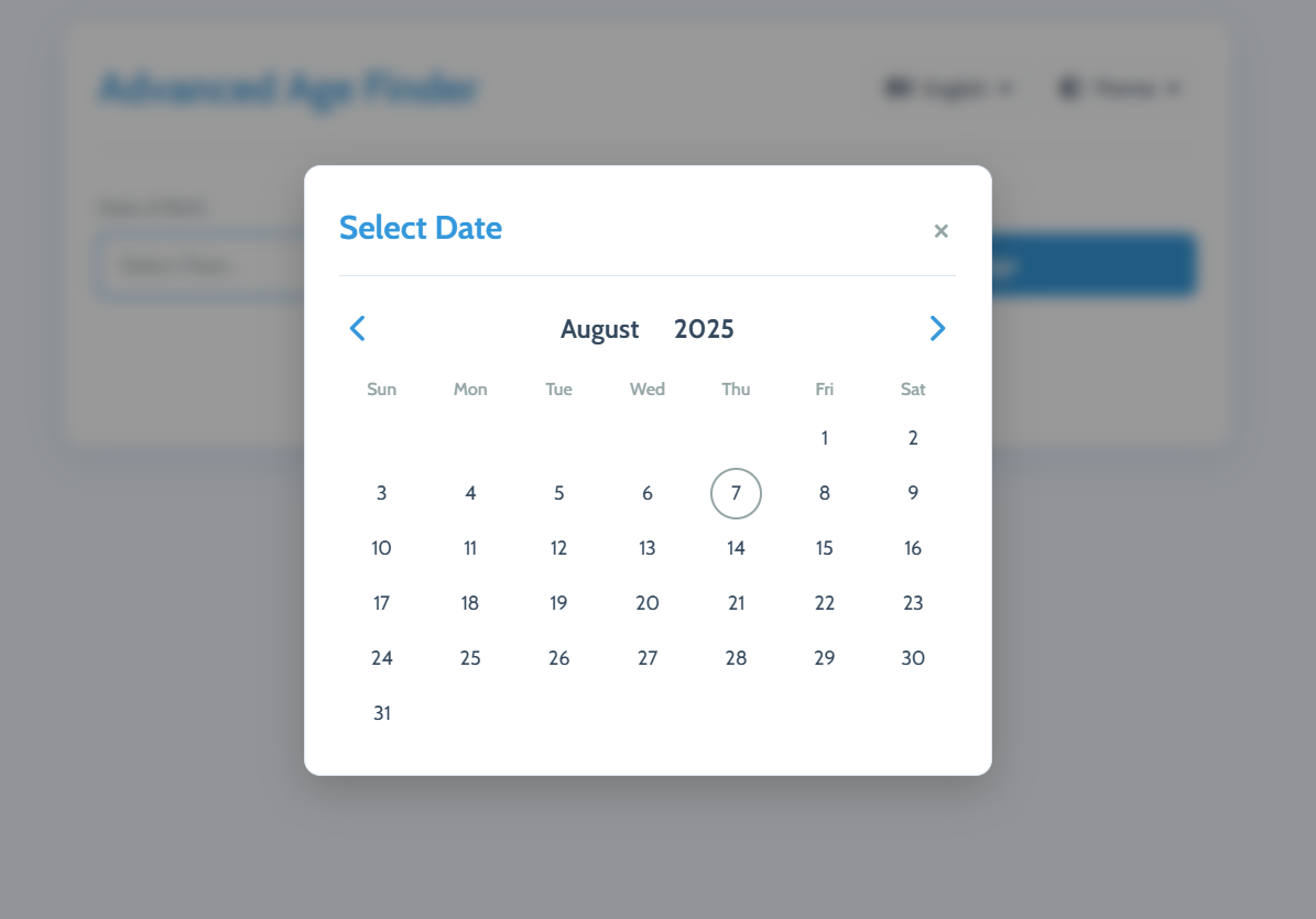 Step 1: Selecting a date of birth