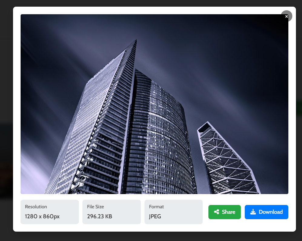 Step 3: Opening a full-size preview of a generated image and preparing to download it.