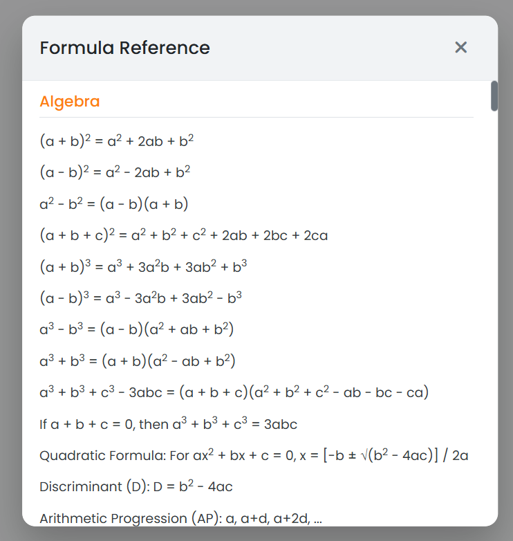 Step 3: Accessing the built-in formula reference guide.