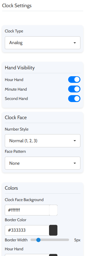 Step 2: Using the settings panel to change the clock's theme.
