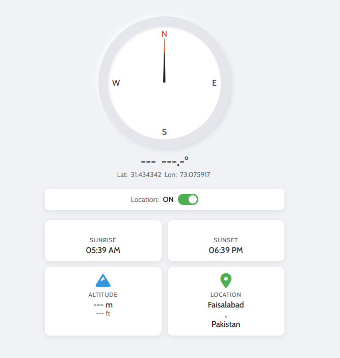 Step 2: Viewing the live compass reading.