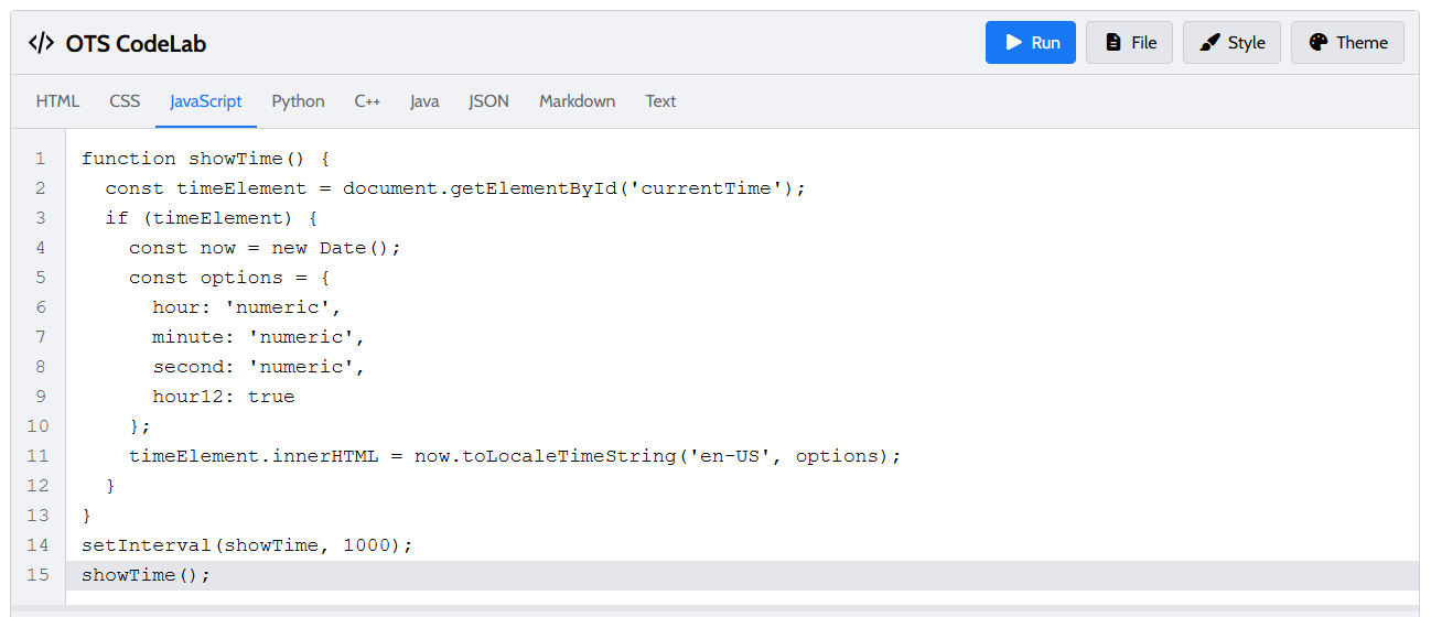 Step 1: Writing JavaScript code in the online compiler.