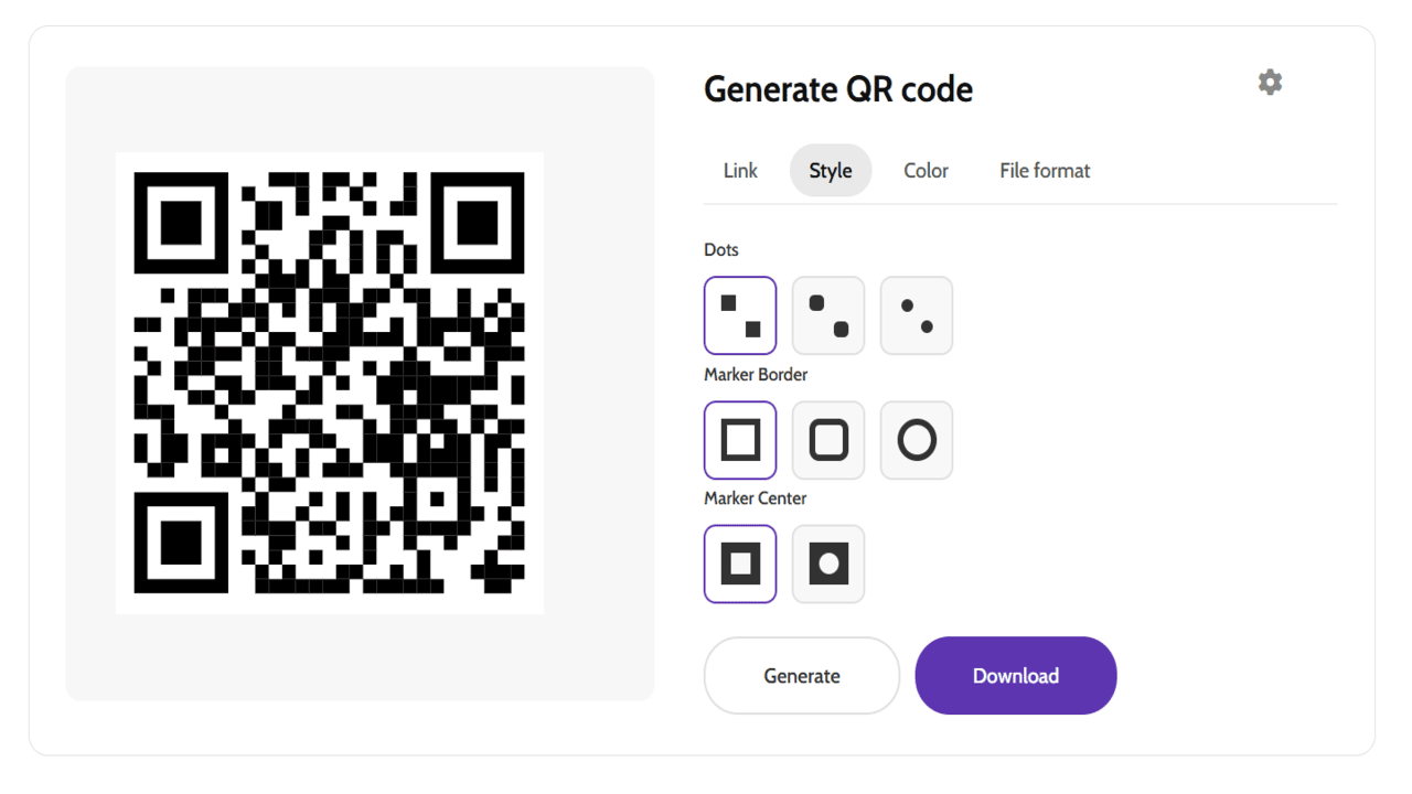 Step 2: Customizing the QR code