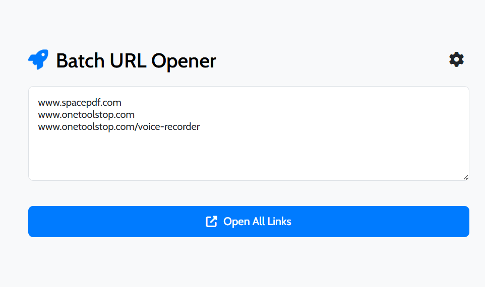 Step 1: Pasting a list of website URLs into the tool.