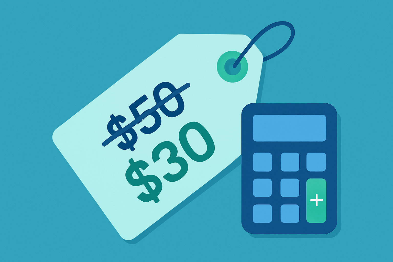 An illustration for the Discount Calculator showing a price tag with a sale price.