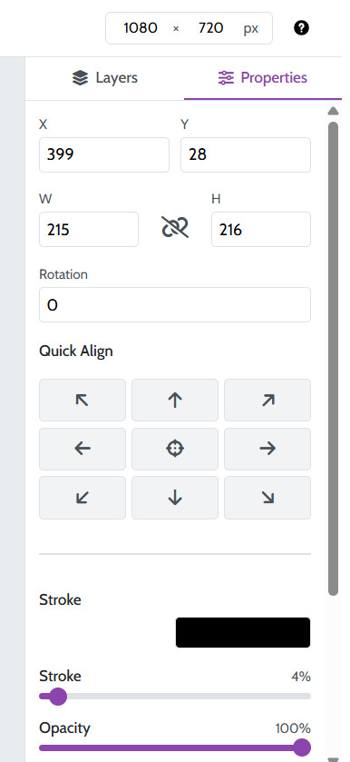 The properties panel where a user is adjusting the stroke and fill of a shape.