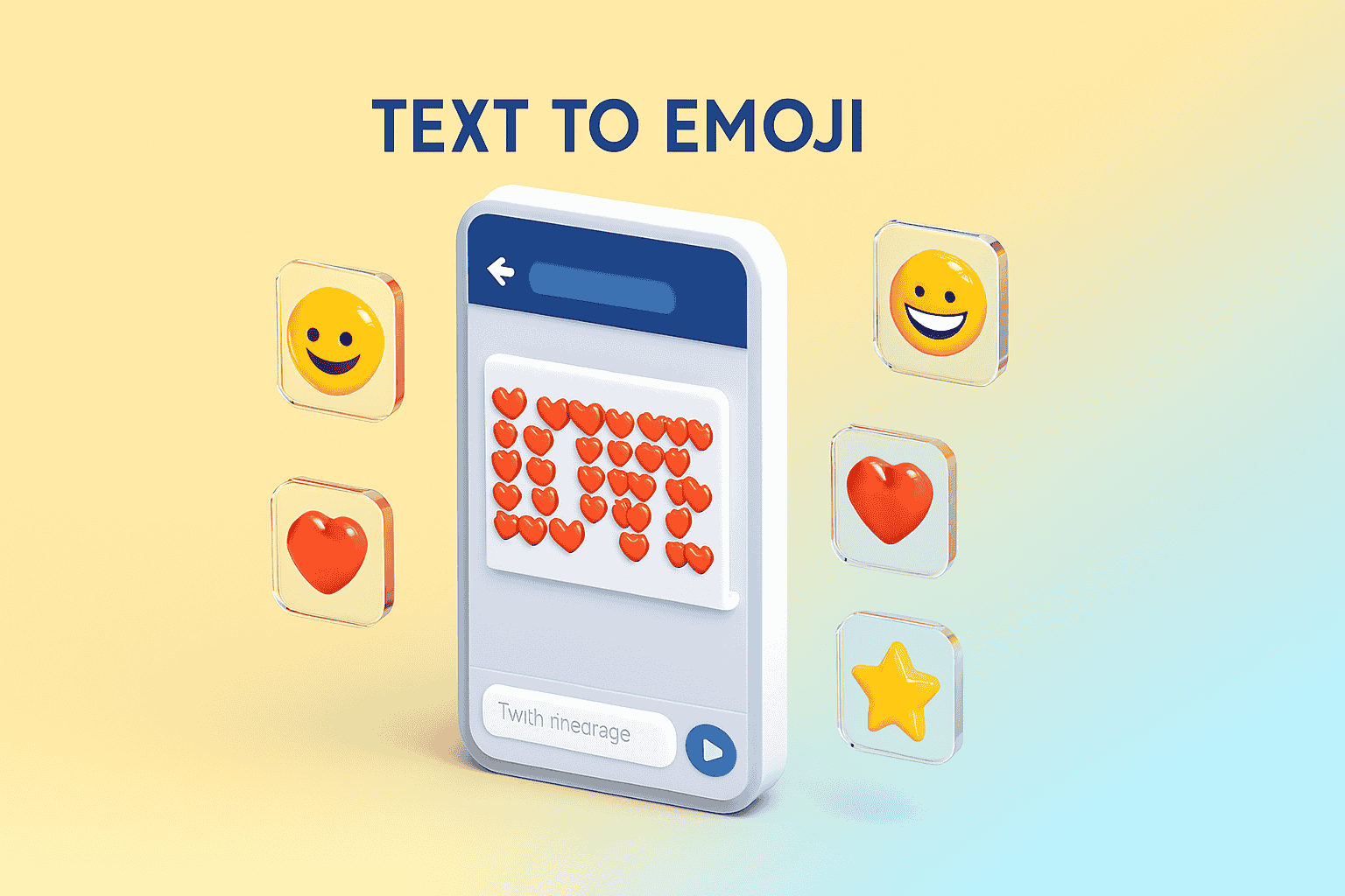 Interface of the Text to Emoji tool showing text being converted into emoji art patterns.