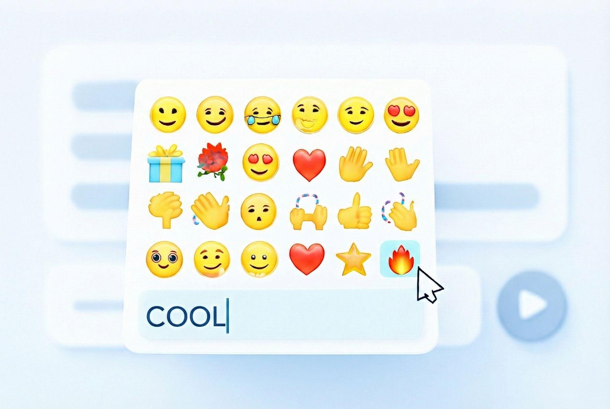 Selecting a heart emoji from the picker to generate the text art.