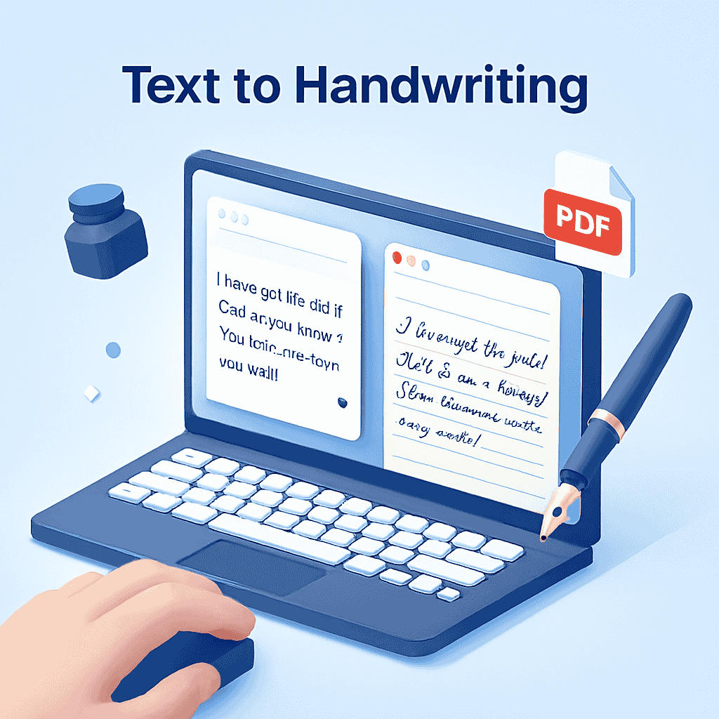 Typing text into the editor pane of the handwriting tool.